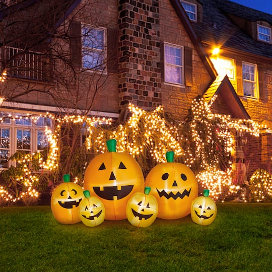 Glitzhome® 8ft. Lighted Inflatable Jack-O-Lantern Pumpkins Décor
